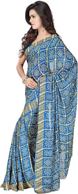 RAJASTHANI BANDEJ Printed Bandhani Crepe Saree(Multicolor)