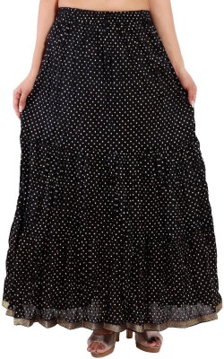 GULKANDI Printed Women Regular Black Skirt