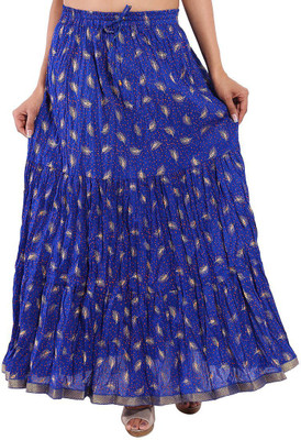 Krishika Printed Women Flared Blue Skirt