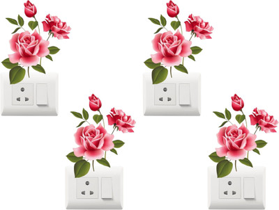 Decoration Stickers 24 cm Flowers Swicth Board Stickers Size - 15cm x 12cm Self Adhesive Sticker(Pack of 1)