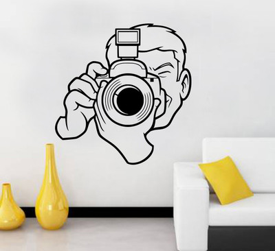 fuzzy 55 cm Camera Man Self Adhesive Sticker(Pack of 1)