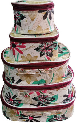 Aadhya Designer 5 set makeup bindi storage kit Vanity Box(White)