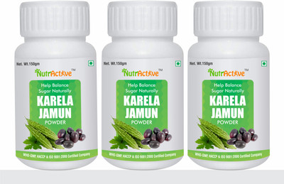 NutrActive Karela Jamun Mix Powder | Ayurvedic Churan for Diabetes(3 x 150 g)