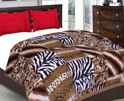 Oshano Checkered Single Mink Blanket for  Heavy Winter(Microfiber, brown 2)