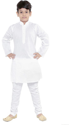 VASTRA FAB Boys Festive & Party Kurta and Pyjama Set(White Pack of 1)
