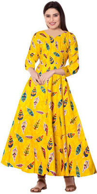 Trendy Fab Women Printed Flared Kurta(Multicolor)