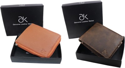 ADK Men Casual Tan, Brown Artificial Leather Wallet(3 Card Slots, Pack of 2)