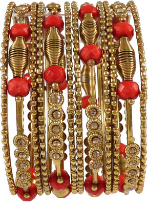 Zulka Get Your Traditions Metal Zircon Bangle Set(Pack of 12)