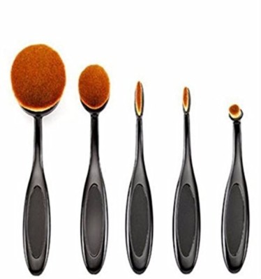 Vinayakart Black Curve Makeup Tool Oval Foundation Brushes 5pcs(Pack of 5)