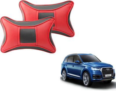 MOCKHE Black, Red Cotton, Leatherite Car Pillow Cushion for Audi(Rectangular, Pack of 2)