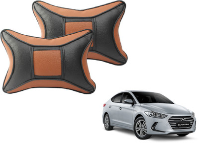 MOCKHE Black, Brown Cotton, Leatherite Car Pillow Cushion for Hyundai(Rectangular, Pack of 2)