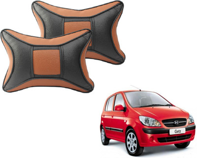 MOCKHE Black, Brown Cotton, Leatherite Car Pillow Cushion for Hyundai(Rectangular, Pack of 2)