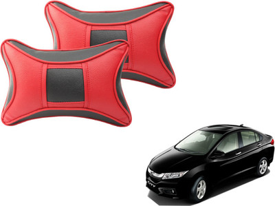 MOCKHE Black, Red Cotton, Leatherite Car Pillow Cushion for Honda(Rectangular, Pack of 2)
