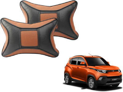 MOCKHE Black, Brown Cotton, Leatherite Car Pillow Cushion for Mahindra(Rectangular, Pack of 2)