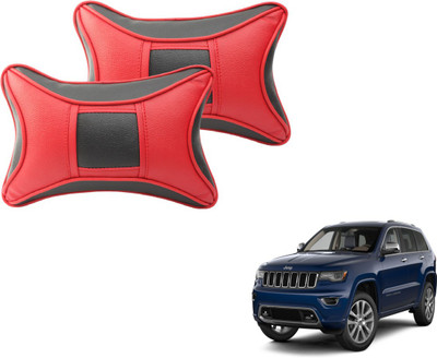 MOCKHE Black, Red Cotton, Leatherite Car Pillow Cushion for Universal For Car(Rectangular, Pack of 2)