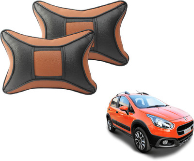 MOCKHE Black, Brown Cotton, Leatherite Car Pillow Cushion for Fiat(Rectangular, Pack of 2)