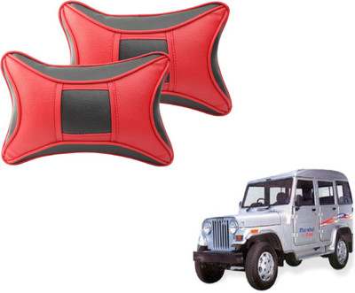 MOCKHE Black, Red Cotton, Leatherite Car Pillow Cushion for Mahindra(Rectangular, Pack of 2)