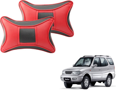 MOCKHE Black, Red Cotton, Leatherite Car Pillow Cushion for Tata(Rectangular, Pack of 2)