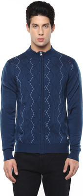 AXMANN Self Design Casual Men Blue Sweater