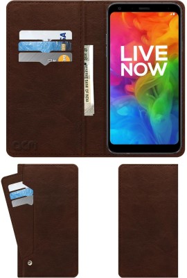 ACM Wallet Case Cover for Lg Q7 Plus(Brown, Cases with Holder, Pack of: 1)