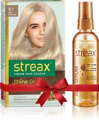 Streax Walnut Hair Serum 100Ml + Regular Rich Platinum 9.1 Hair colour
