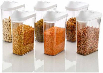 Analog Kitchenware Plastic Grocery Container  - 750 ml(Pack of 6, Clear)