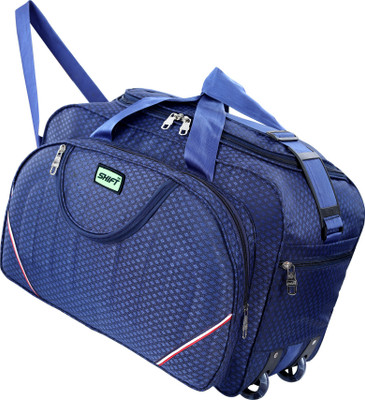 SHIFT 11 inch/30 cm (Expandable) Waterproof Polyester Lightweight 40 L Luggage Blue Travel Duffel Bag with 2 Wheels Duffel With Wheels (Strolley)
