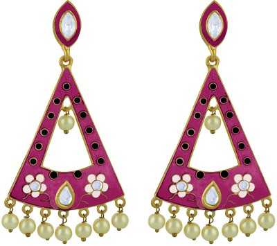 SPARGZ Traditional Festive Gold Plated AD Stone & Pearl Diamond, Pearl Alloy Drops & Danglers