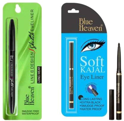 BLUE HEAVEN (Line & Design Sketch Eyeliner) & (Soft kajal) 1 ml (black) 2 ml(black)