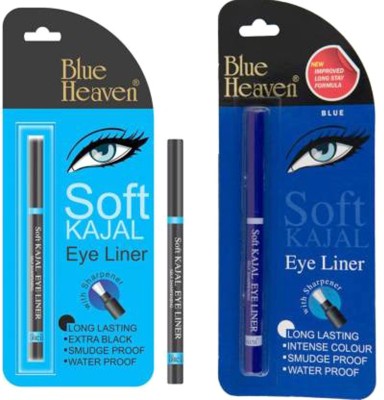 BLUE HEAVEN EYE LINER AS SOFT KAJAL (BLACK, BLUE) 4 g(black, blue)