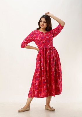 RA CREATION Women Printed Anarkali Kurta(Pink)