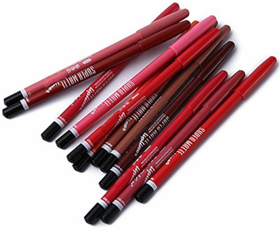 Miss Hot Super Matte Lipliner Pencil Make Up Soft Non-dizzy Texture Waterproof Long-lasting Lip Liner (Set Of 12,colour)(Multi Color)