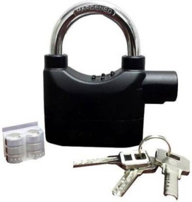 Mobone Anti Theft Burglar Pad Lock Alarm Security Siren Home Office Bike Bicycle Shop Padlock(Black)