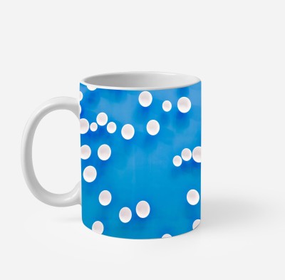 Rainbow Lovely White polka dots on Blue background printed Coffee Porcelain, Bone China Coffee Mug(325 ml)