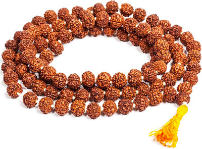 Zhunmun Original Rudraksha Mala (6-7 mm) natural Brown Wood Nepali 5 mukhi Rosary mala 108+1 Beads for Mediation jaap for Men/Women/Unisex in a Box Fabric Chain