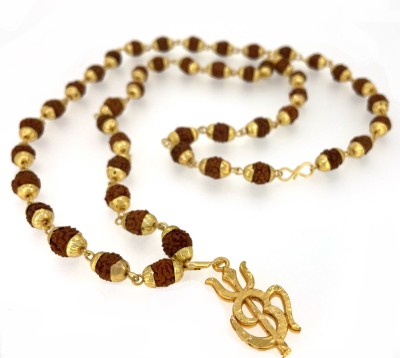 Devora Devora Shiv Rudraksha Studded Chain With OM Trishul Pendent Gold-plated Plated Stainless Steel Chain