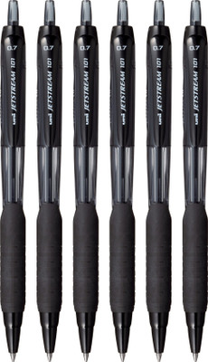 uni-ball Jetstream SXN 101 0.7 mm Retractable Roller Pen | Quick Drying Ink, Fast Writing Roller Ball Pen(Pack of 6, Ink Color - Black)