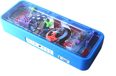 AneriDEALS 01 Caption America Art Plastic Pencil Box(Set of 4, Blue, Multicolor)