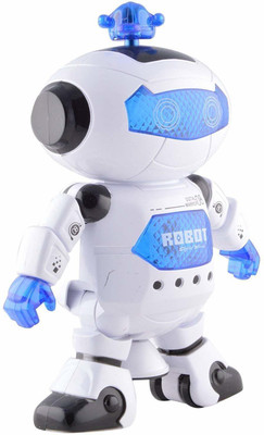 TUKAMCHA Dancing Robot with 3D light & music-Batteries Oprated (White, Blue)(White)