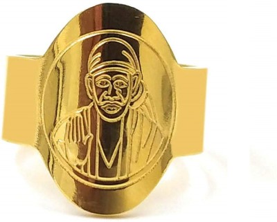 S A Gifts Sai Amrut Shirdi Saibaba Oval Shape Brass Gold Plated Ring