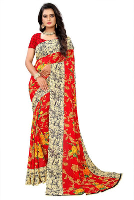 maayro Printed Daily Wear Georgette Saree(Red)