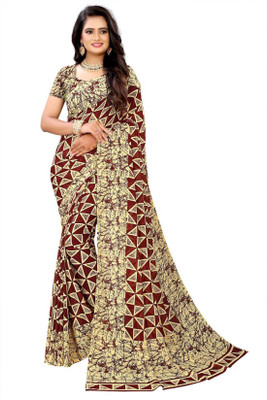 Kanooda Prints Printed Bollywood Georgette Saree(Maroon)
