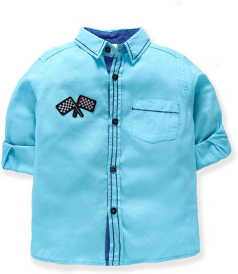 Tonyboy Baby Boys Solid Casual Light Blue Shirt