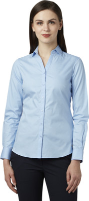PARK AVENUE Women Solid Casual Blue Shirt