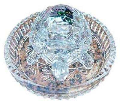 sharda Enterprises TS-107C tortoise with plate Decorative Showpiece  -  3 cm(Crystal, Clear)