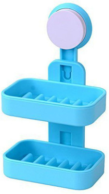MOSHTU Double Layer Soap Box with Suction Cup Holder Rack for Bathroom(Multicolor)