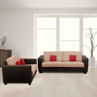 Kurlon Turin Leatherette 3 + 2 brown Sofa Set