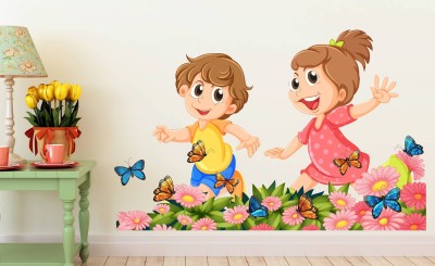 Wallzone 70 cm Happy Kids Removable Sticker(Pack of 1)