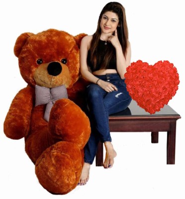ANU TOYS Teddy Bear Birthday Gifts Lovable Special Gift and Toy OR Love Red Heart Cushion Rose Flower Stuffed Soft Plush Pillow Toy 40 cm (Brown, 5 feet)  - 60 inch(Brown)