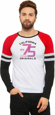 Canis Printed Men Round Neck Red, White, Black T-Shirt